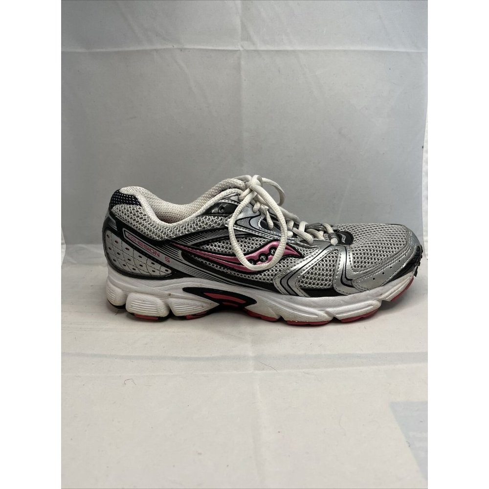 Saucony Womens Cohesion-5 15128-1 Gray Pink Running Shoes Lace Up Size 9.5 Wide